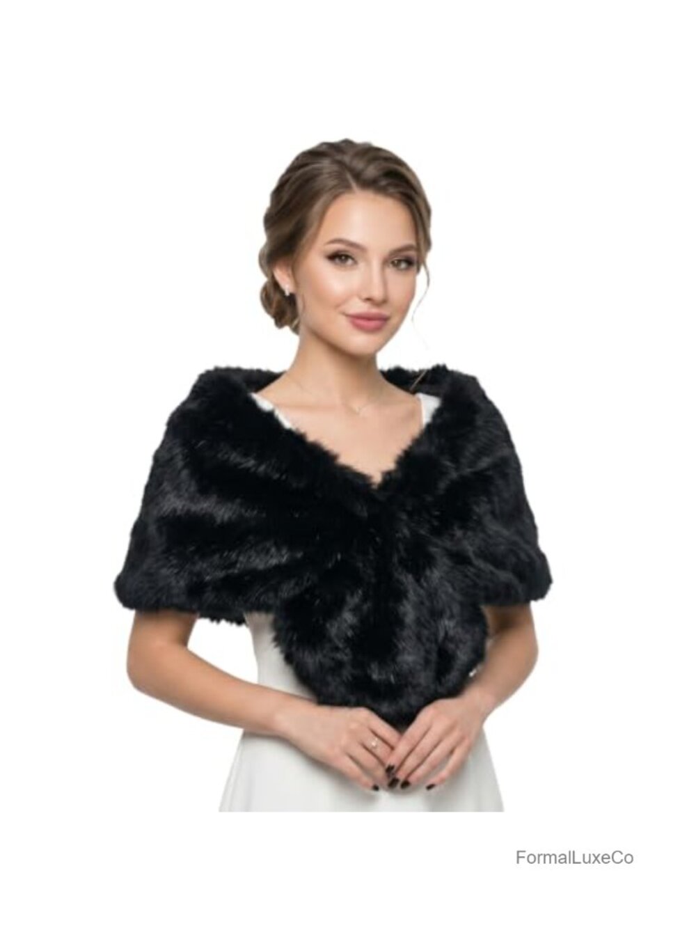 Faux Fur Collar Scarf Wrap for Women, Winter Warm Stole Shawl